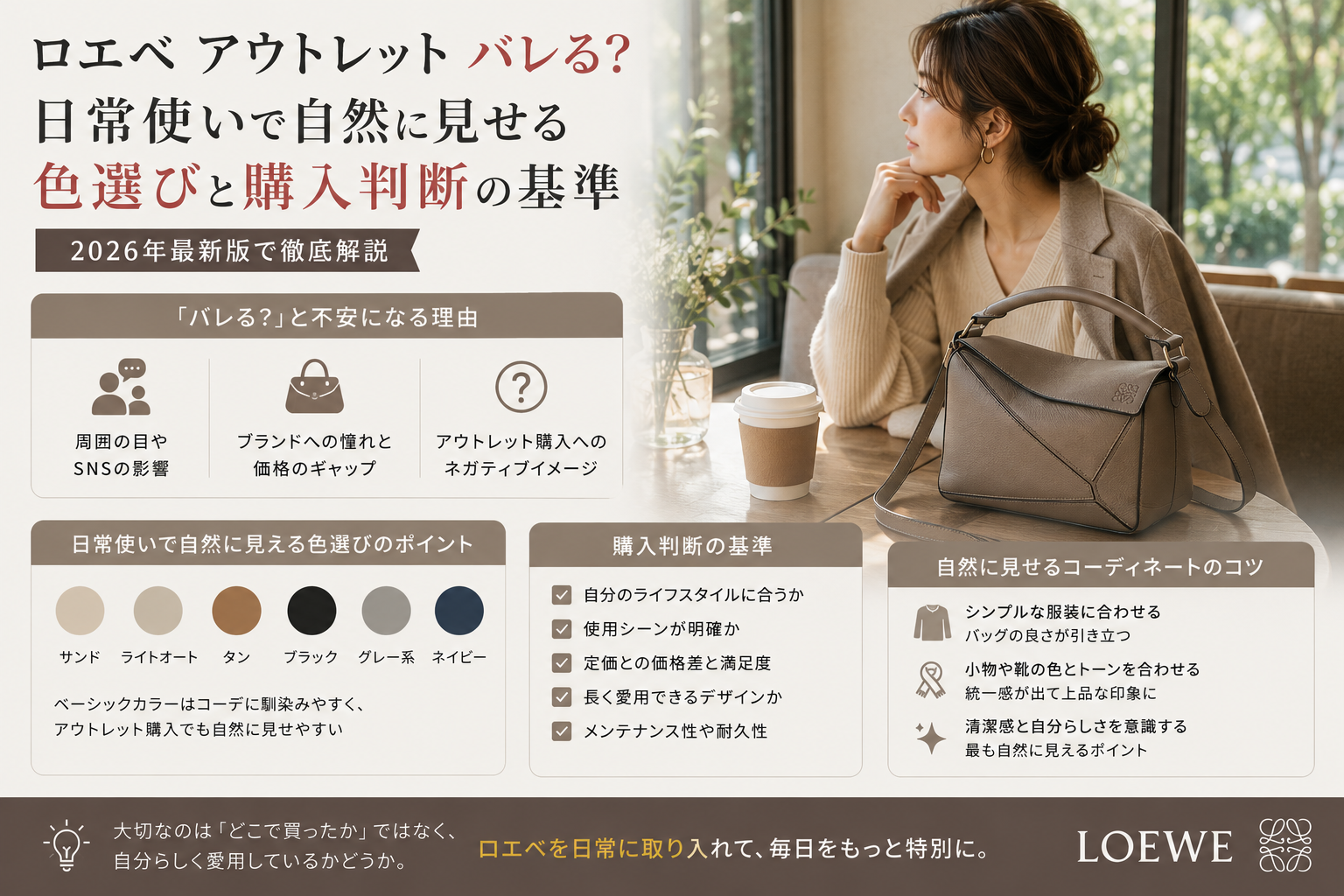 ロエベを日常使いで自然に見せる選び方 ロエベ アウトレット バレる不安を日常使いと服装の相性から考えるイメージ