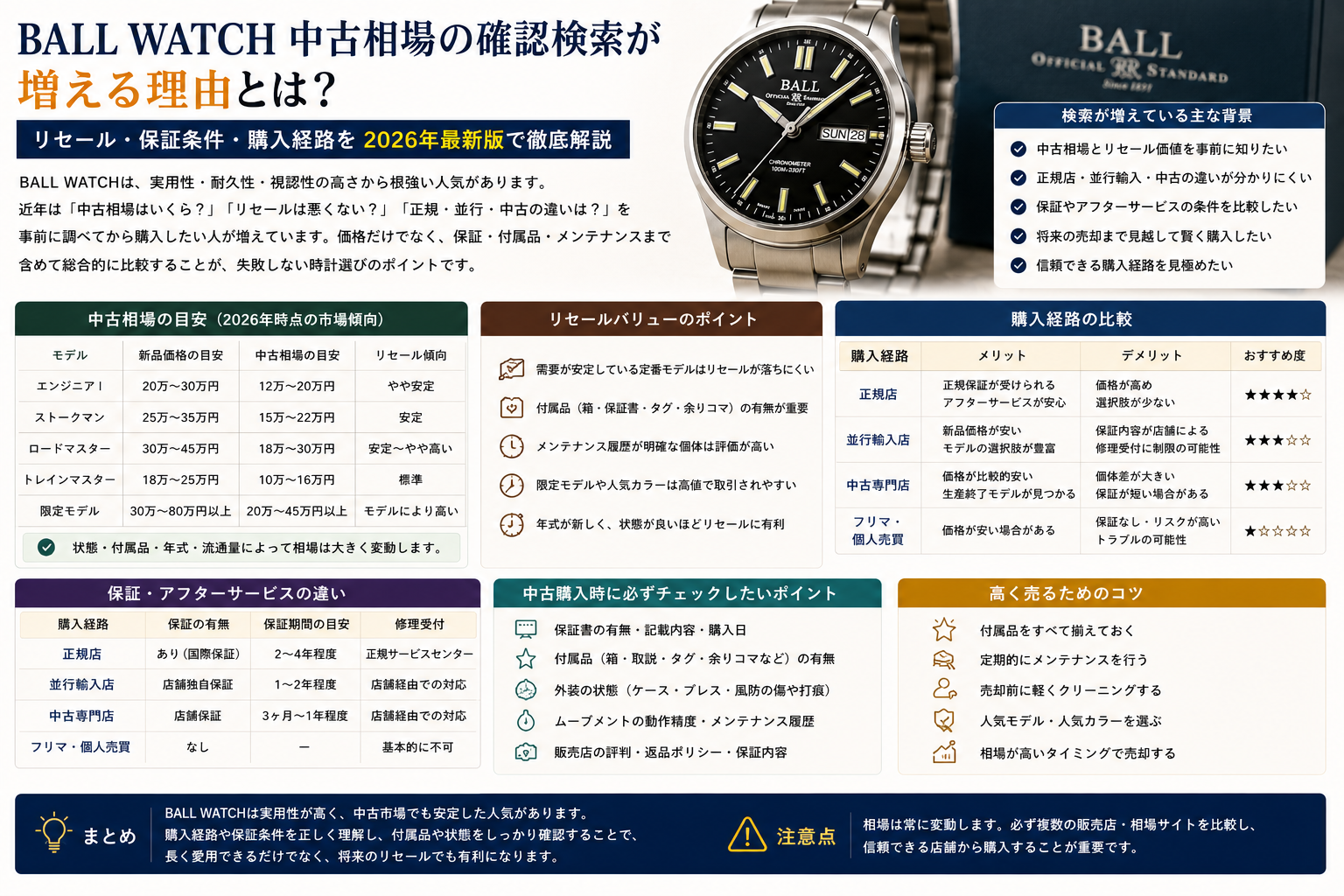 ボールウォッチ 格付け検索が増える背景を中古相場と購入経路から解説するイメージ