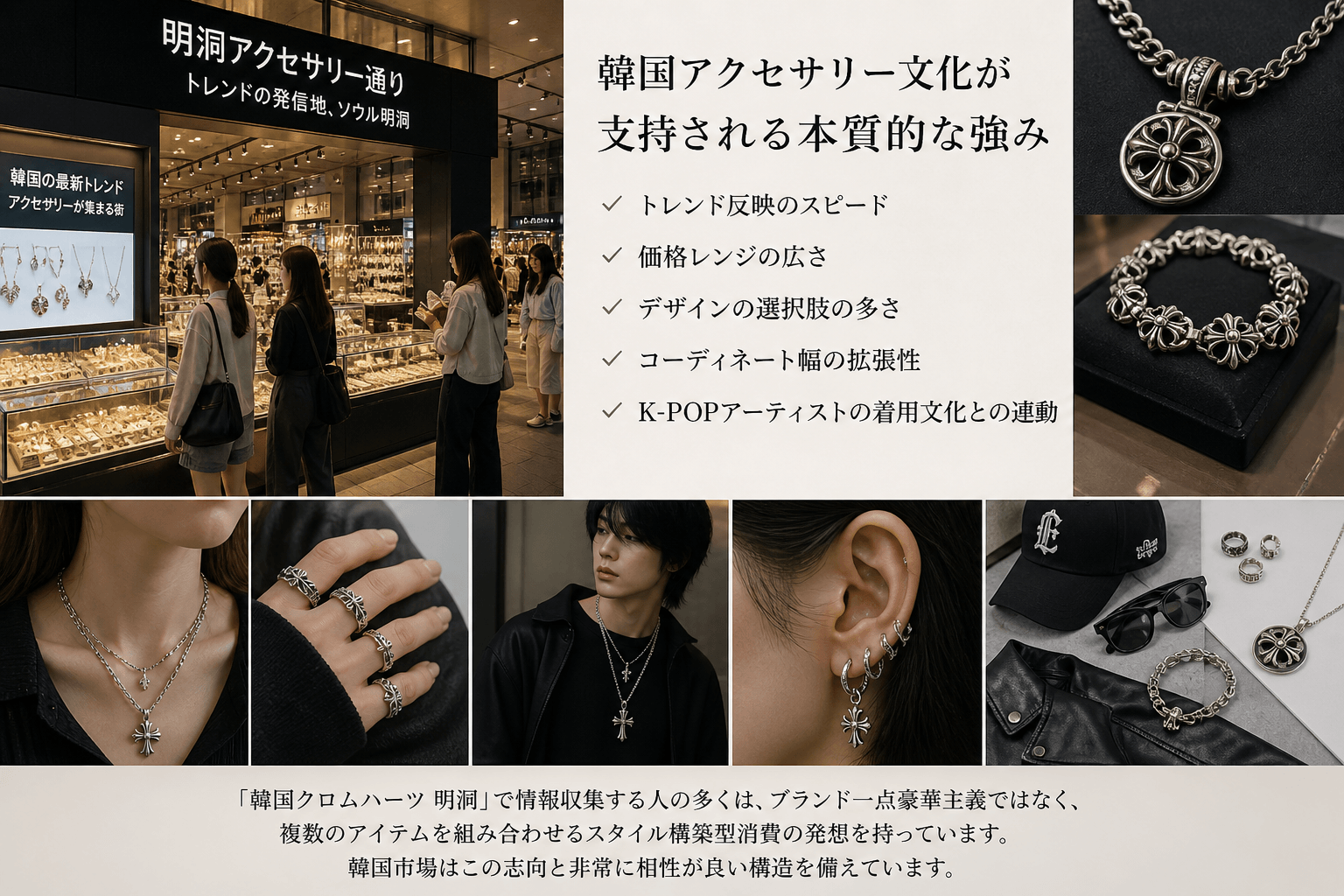 シルバーアクセサリーのデザイン例 韓国ストリート系シルバーアクセサリーの特写