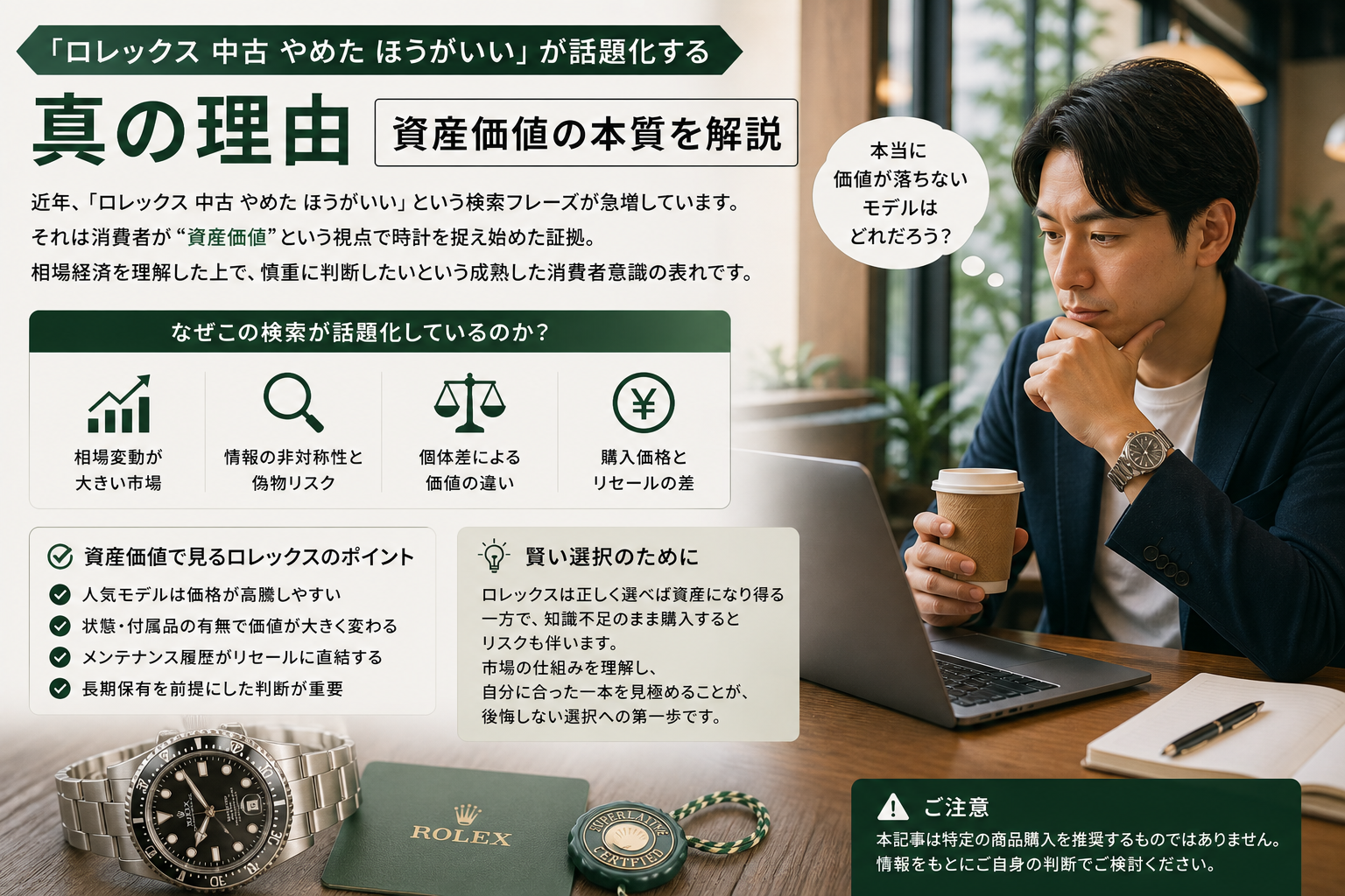高級時計の資産価値と相場経済 ロレックス 中古 やめた ほうが いいと言われる理由と資産価値の本質分析