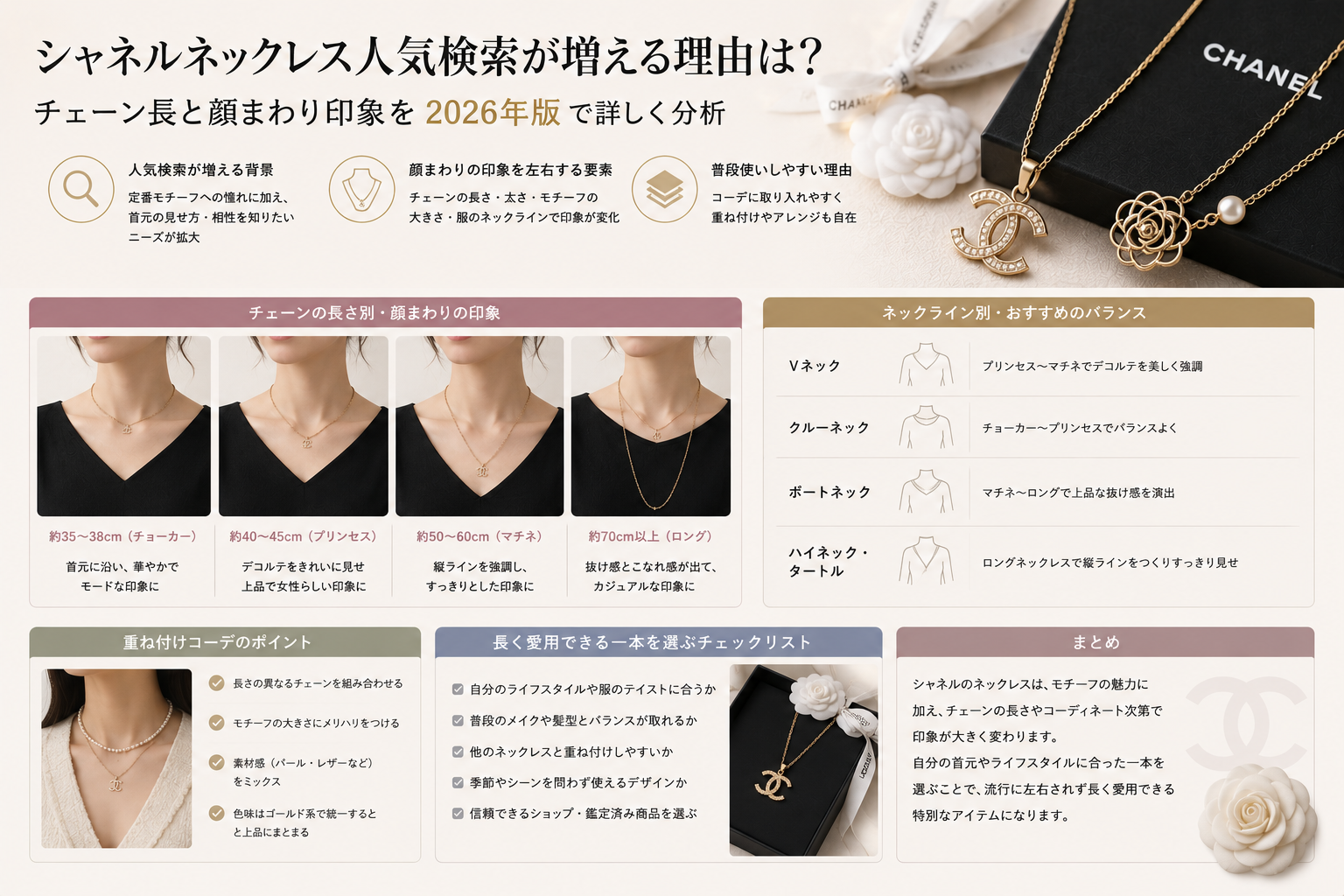 シャネル ネックレス 人気が続く背景を首元コーデと重ね付けから解説するイメージ