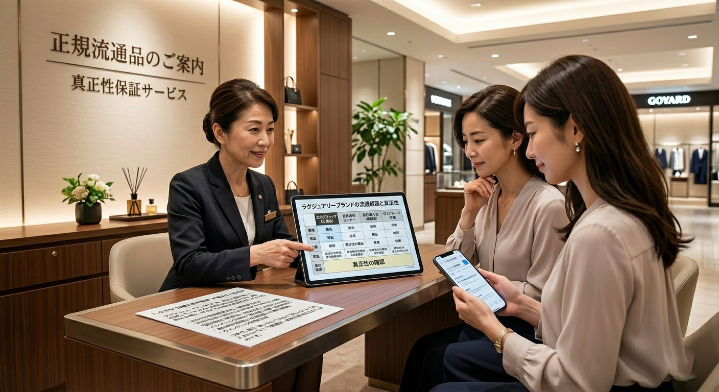 店舗検索急増の背景 ラグジュアリーブランド店舗を探す消費者の検索行動イメージ
