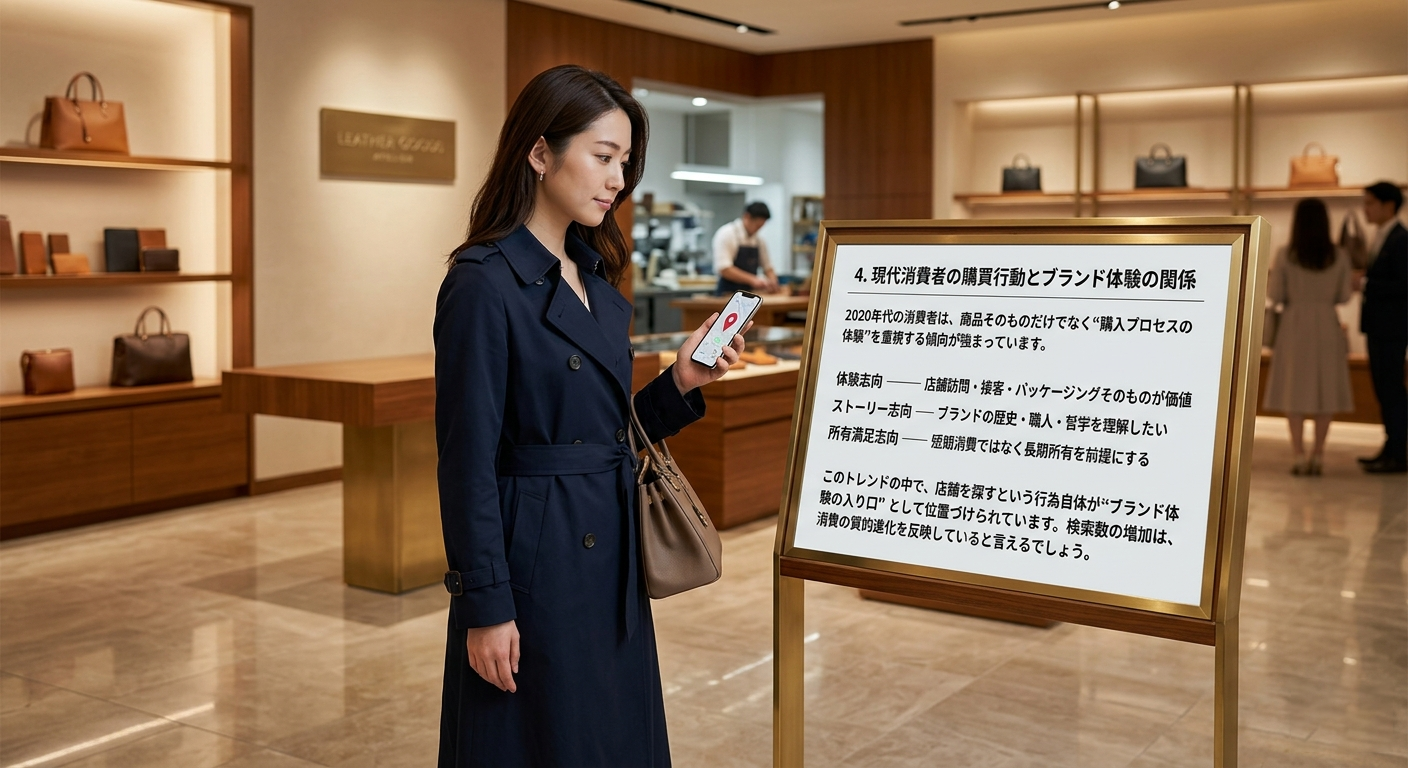 現代ラグジュアリー消費の3志向 ブランド店舗での購買体験を重視する現代消費者のイメージ